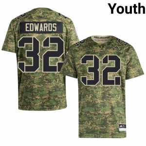 Canes Camo Youth #32 Embroidery Justin Edwards College Football Jersey 202881-441