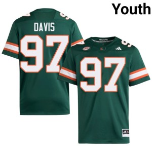UMiami Keona Davis College Football Youth Embroidery #97 Green Jerseys 811170-112