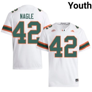 UMiami Hurricanes Logan Nagle College Football White #42 Youth Official Jerseys 345979-998