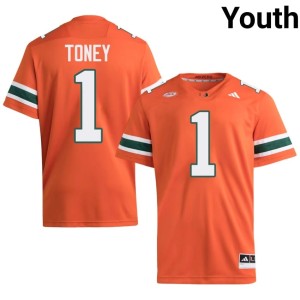 UMiami Malachi Toney Orange College Football #1 Youth 2026-27 Jerseys 411301-782