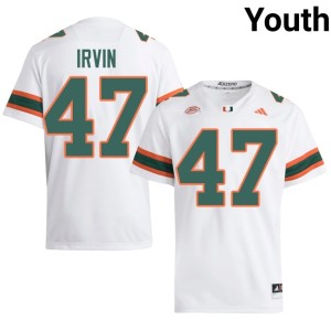 UM Hurricanes Michael Irvin #47 College Football White Limited Youth Jersey 881106-746