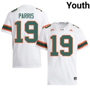 UMiami Milan Parris #19 College Football White 2026-27 Youth Jerseys 541828-317
