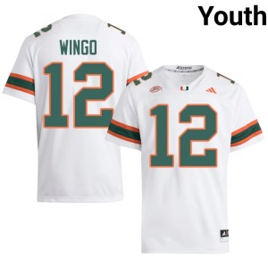 Hurricanes White #12 University Somourian Wingo Youth College Football Jerseys 561094-199