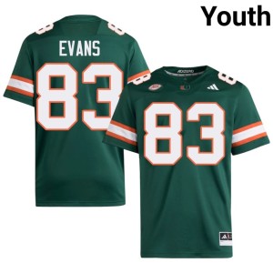 Miami Hurricanes Player Tyran Evans College Football Green #83 Youth Jerseys 709941-105