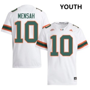 Miami of Florida Darian Mensah Youth Official #10 White College Football Jersey 125237-206